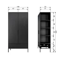 WOOOD Adam 2-Deurs Kast Grenen Zwart